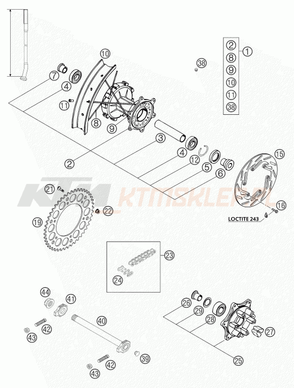 Schemat "koło tył" do KTM 660 RALLYE FACTORY REPL.