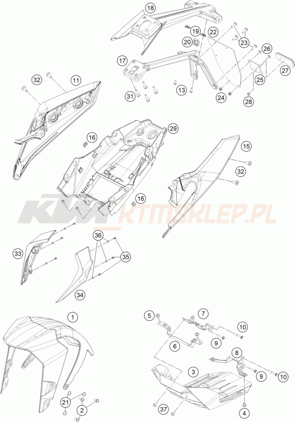 Schemat "czasza, błotniki" do KTM 390 DUKE