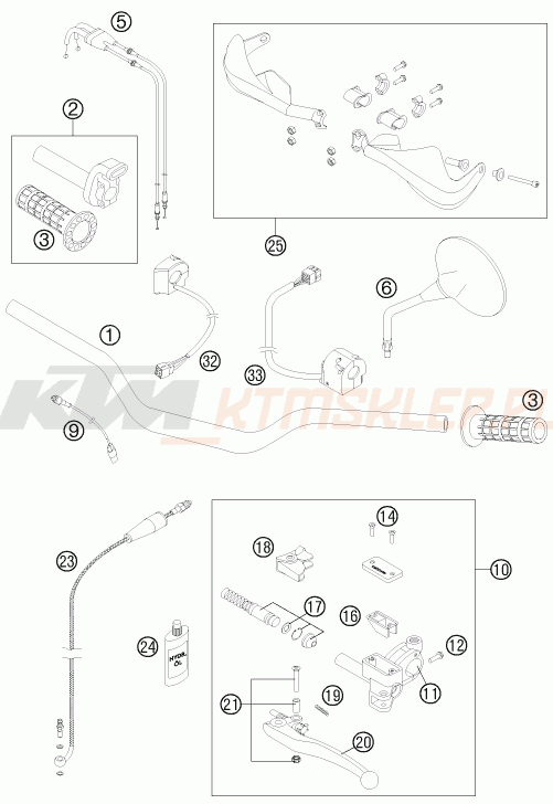 Schemat "kierownica i osprzęt" do KTM 990 ADVENTURE R