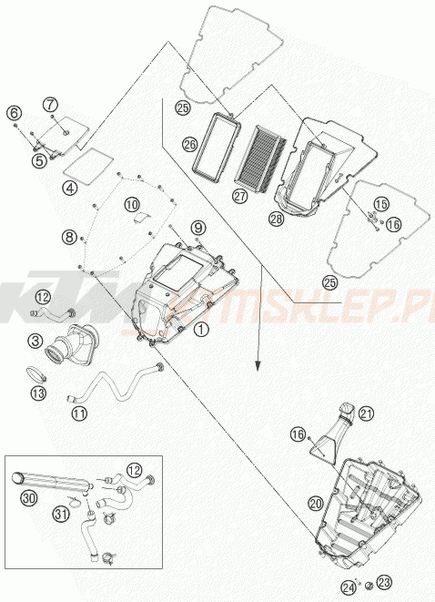 Schemat "filtr powietrza" do KTM 690 DUKE R