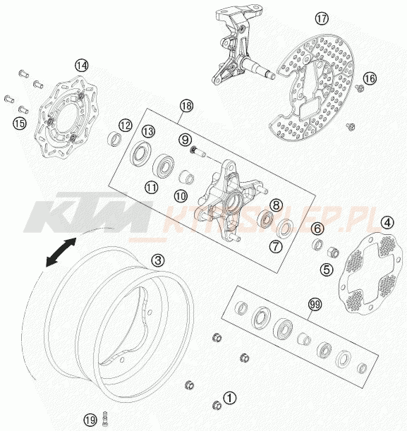 Schemat "koło przód" do KTM 505 SX ATV