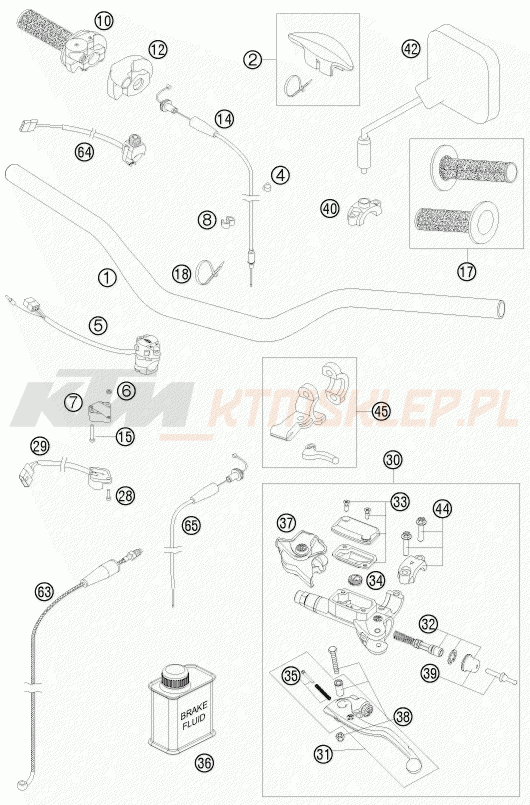 Schemat "kierownica i osprzęt" do KTM 250 EXC E-STARTER