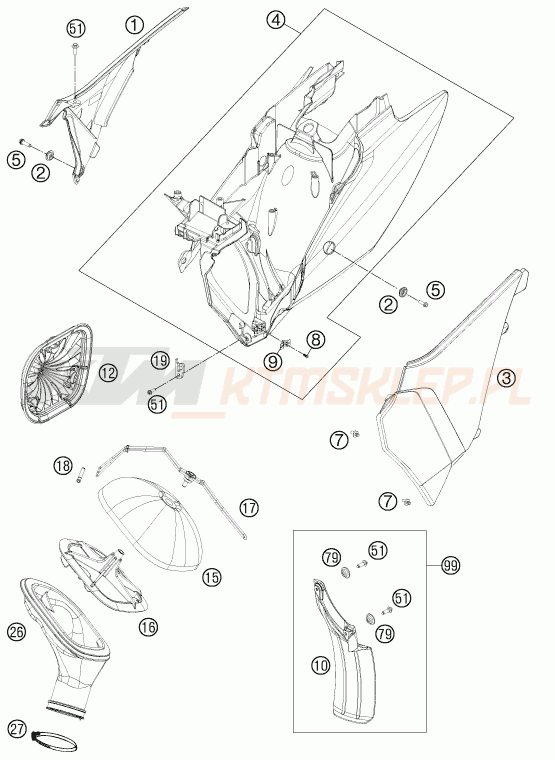 Schemat "filtr powietrza" do KTM 250 EXC SIX-DAYS
