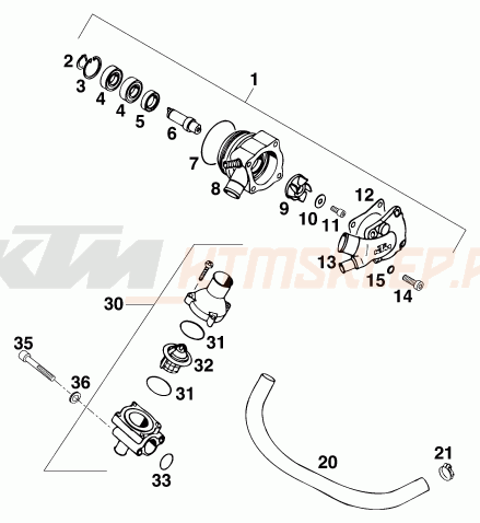 Schemat "pompa wody" do KTM 400 SX-C 20kW