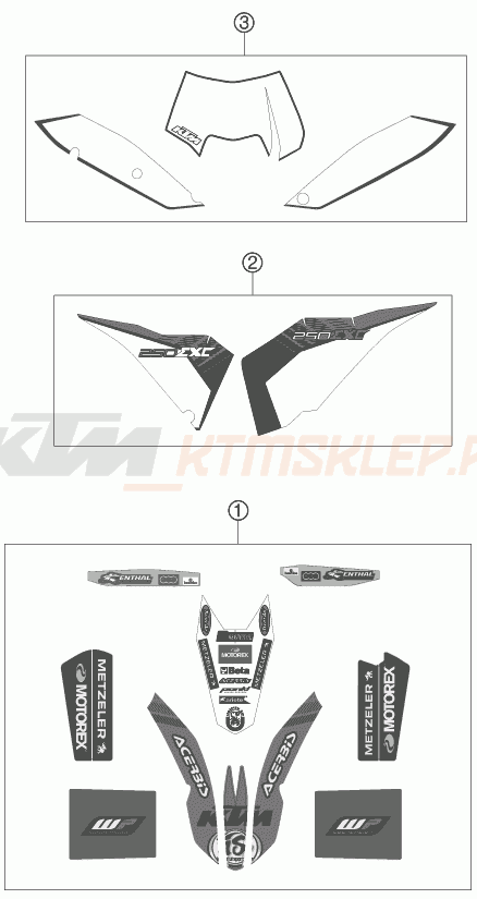 Schemat "naklejki" do KTM 250 EXC FACTORY EDIT.