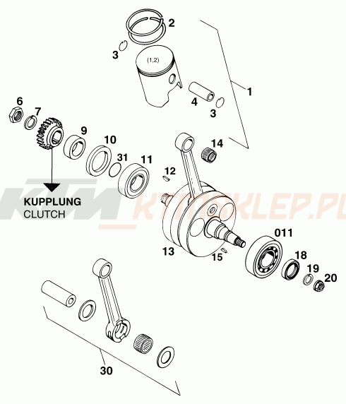 Schemat "wał korbowy, tłok" do KTM 300 MXC M/Ö 13lt