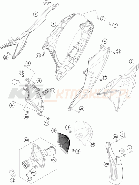 Schemat "filtr powietrza" do KTM 450 SX-F