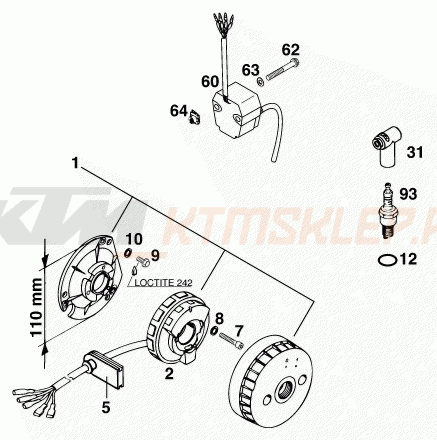 Schemat "układ zapłonowy" do KTM 250 EXC