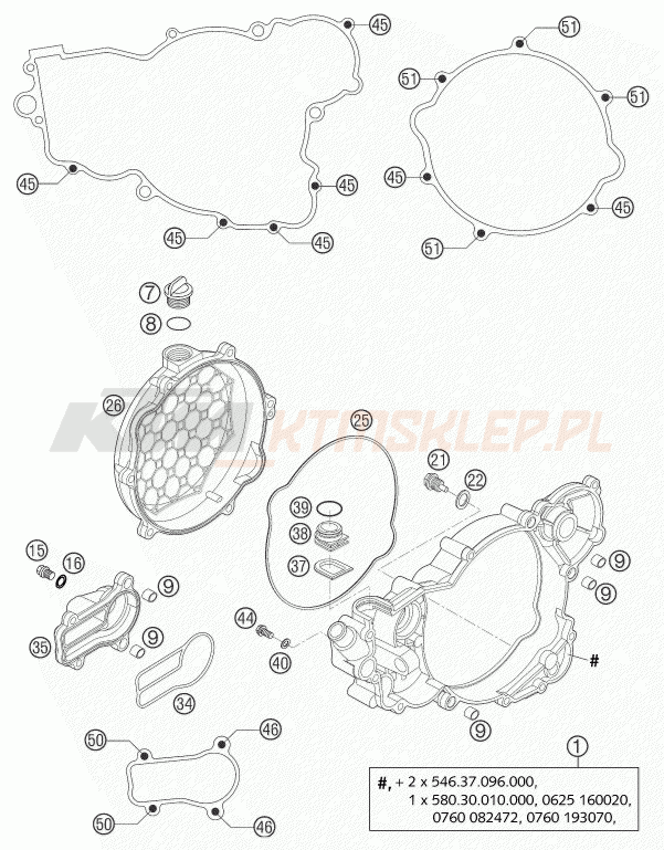 Schemat "pokrywa sprzęgła" do KTM 300 EXC