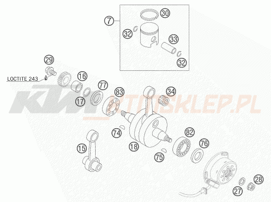 Schemat "wał korbowy, tłok" do KTM 85 SX 17/14