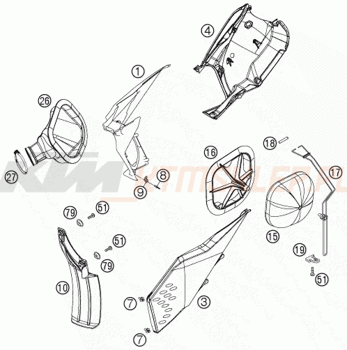 Schemat "filtr powietrza" do KTM 250 SXS-F