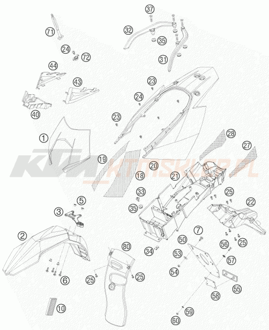 Schemat "czasza, błotniki" do KTM 950 SUPER ENDURO R