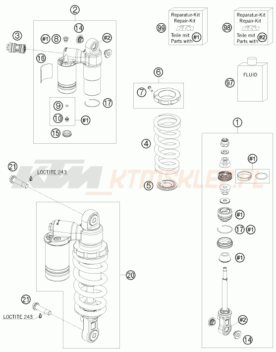 Schemat "amortyzator tył" do KTM 1190 RC8R TRACK
