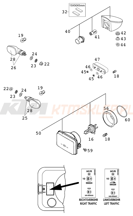 Schemat "oświetlenie" do KTM 640 LC4-E Super-Moto