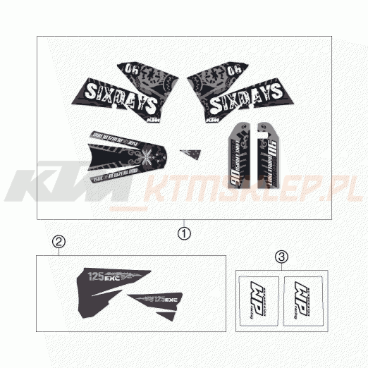 Schemat "naklejki" do KTM 125 EXC SIX-DAYS