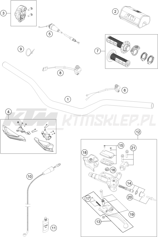Schemat "kierownica i osprzęt" do KTM 300 XC