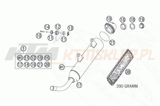 Schemat "MAIN SILENCER" do KTM 250 XC