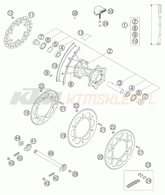 Schemat "koło tył" do KTM 450 EXC-G RACING