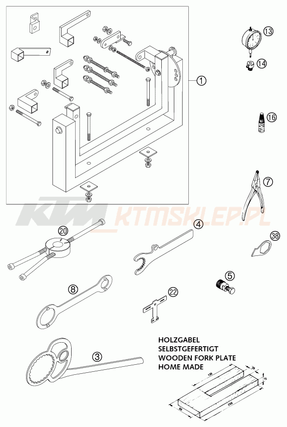 Schemat "Special tools (engine)" do KTM 125 SX