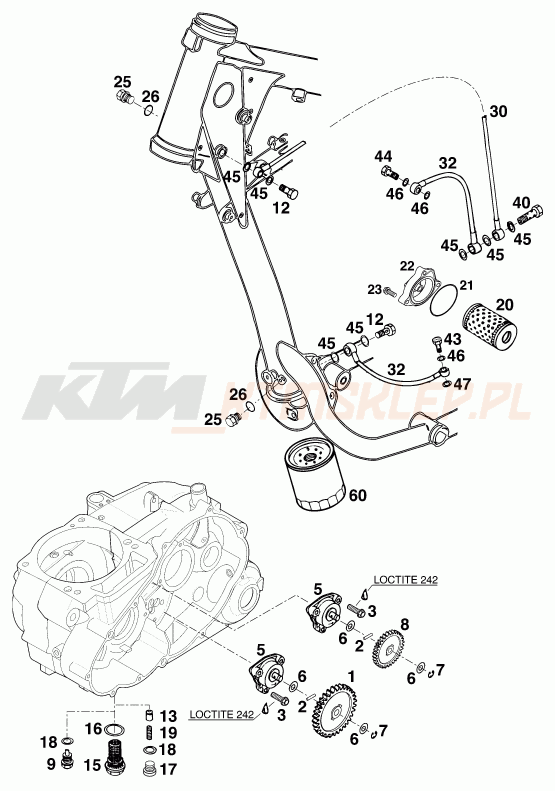 Schemat "smarowanie silnika" do KTM 620 EGS 37KW 11lt