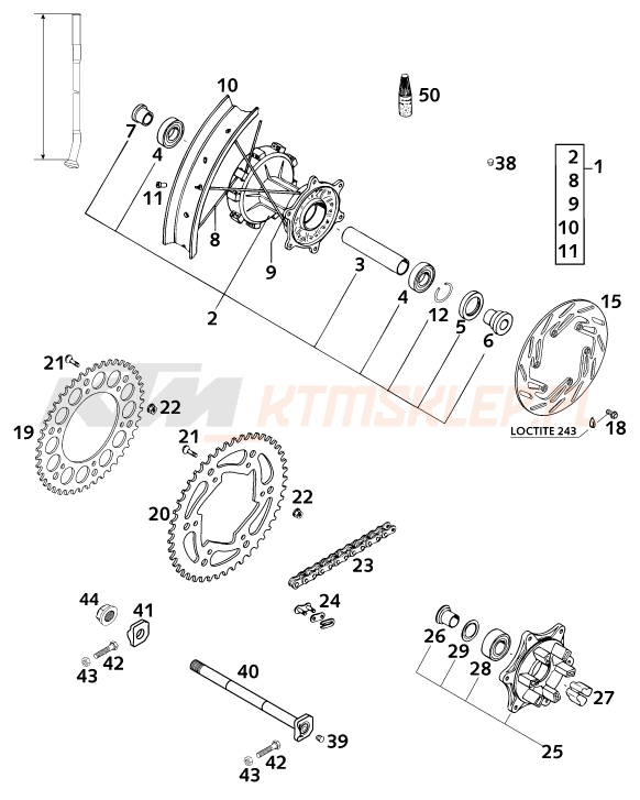 Schemat "koło tył" do KTM 640 LC 4 - SILBER