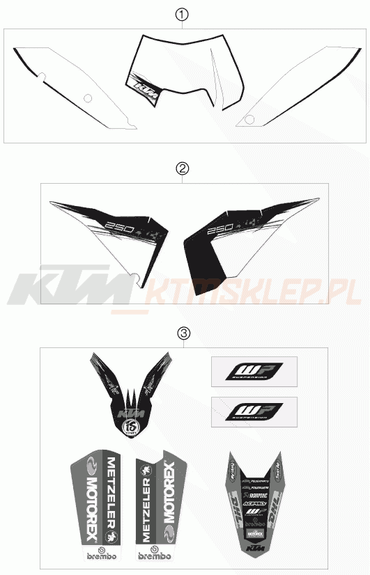 Schemat "naklejki" do KTM 250 EXC-F