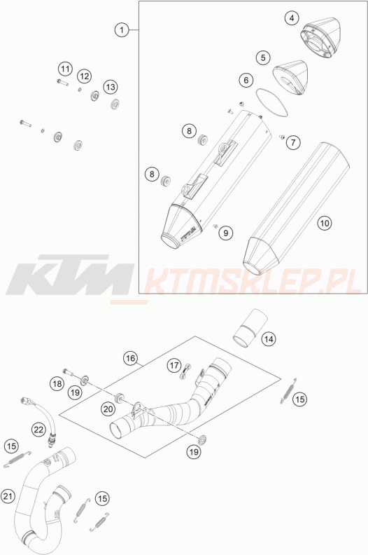 Schemat "układ wydechowy" do KTM 250 EXC-F