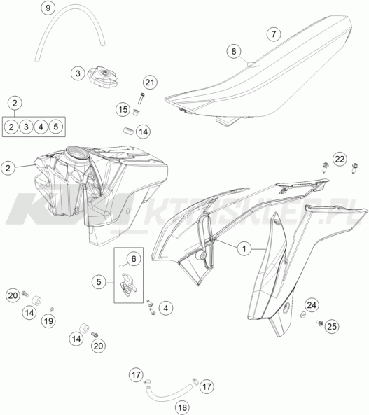 Schemat "TANK, SEAT" do KTM 85 SXS 19/16