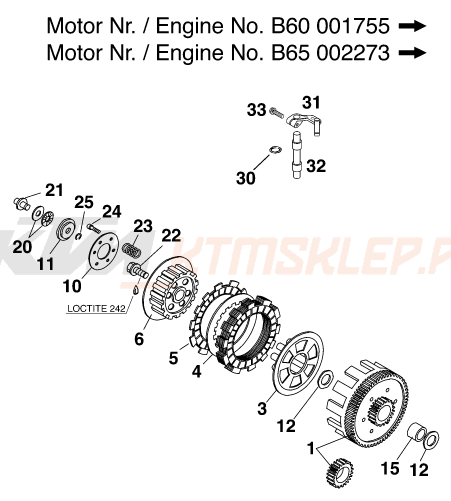 Schemat "sprzęgło" do KTM 65 SX