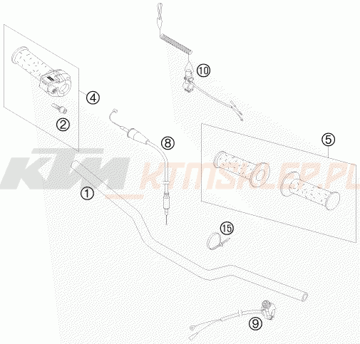 Schemat "kierownica i osprzęt" do KTM 50 SX