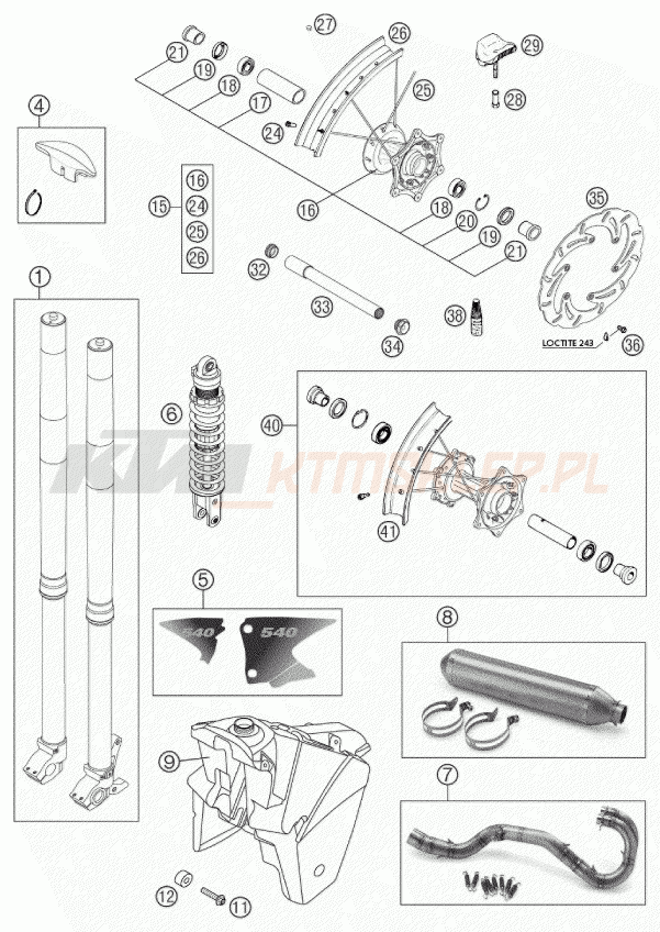 Schemat "NEW PARTS" do KTM 540 SXS RACING