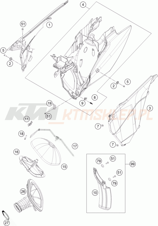 Schemat "filtr powietrza" do KTM 250 SX-F