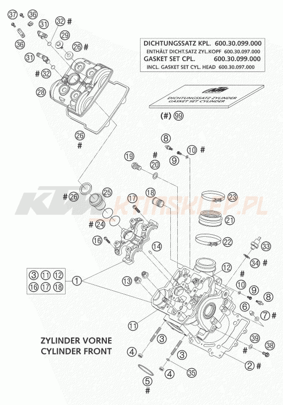 Schemat "głowica przód" do KTM 950 ADVENTURE S