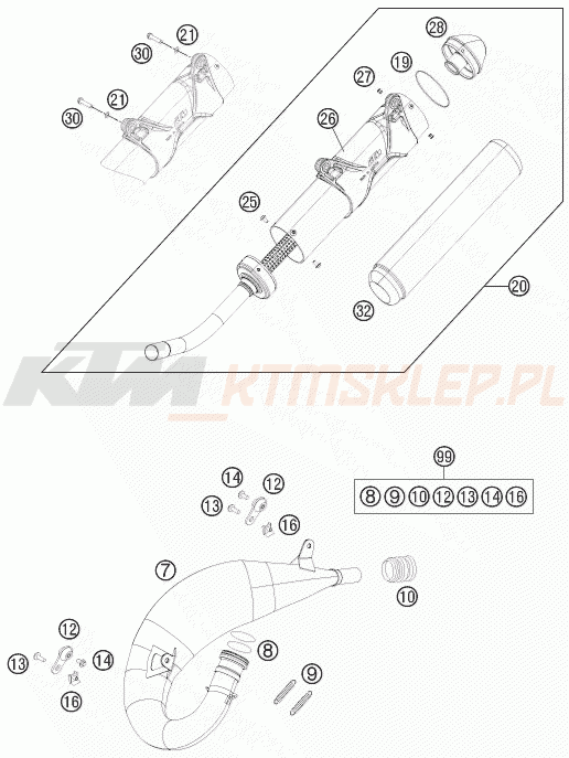 Schemat "układ wydechowy" do KTM 125 SX