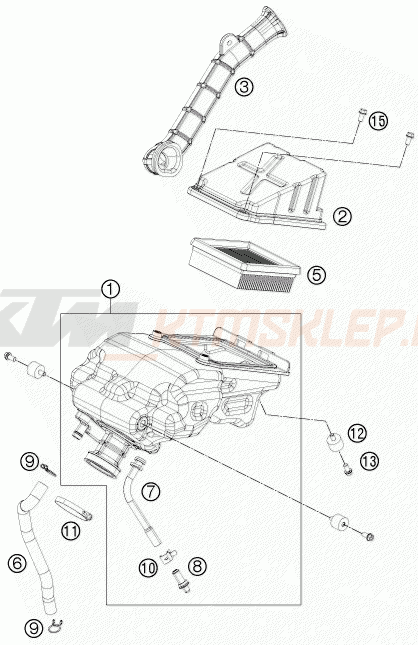 Schemat "filtr powietrza" do KTM 125 DUKE