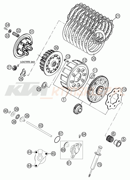 Schemat "sprzęgło" do KTM 250 EXC SIX-DAYS