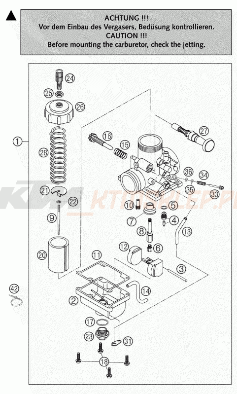 Schemat "gaźnik" do KTM 65 SX