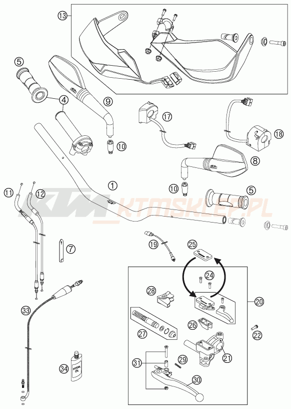 Schemat "kierownica i osprzęt" do KTM 990 SUPERMOTO T ABS