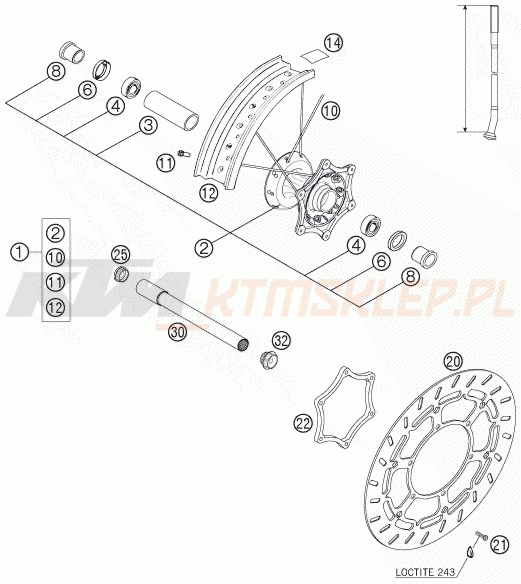 Schemat "koło przód" do KTM 640 LC4 SUPERMOTO PRESTIGE