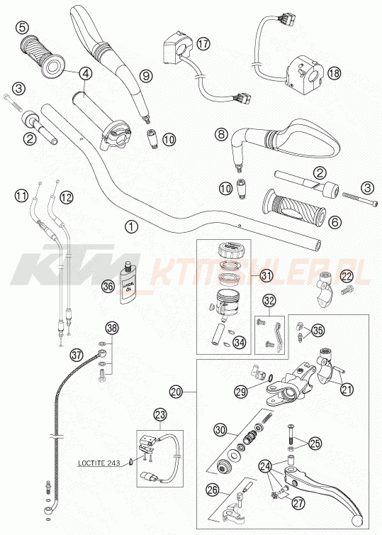 Schemat "kierownica i osprzęt" do KTM 990 SUPERDUKE