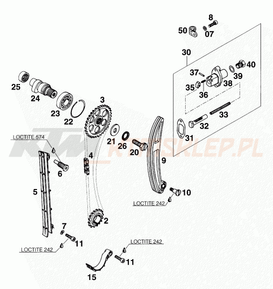 Schemat "układ rozrządu" do KTM 350 E-XC 20KW/Sup.Com