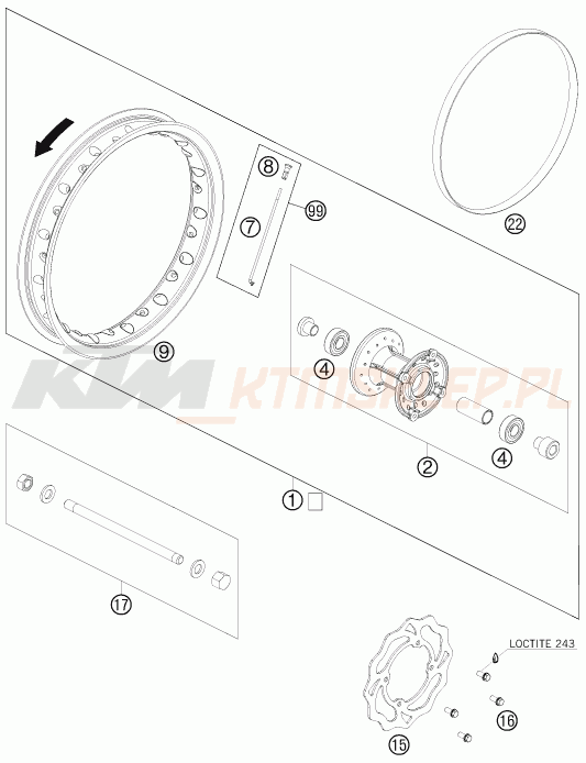 Schemat "koło przód" do KTM 50 SX MINI