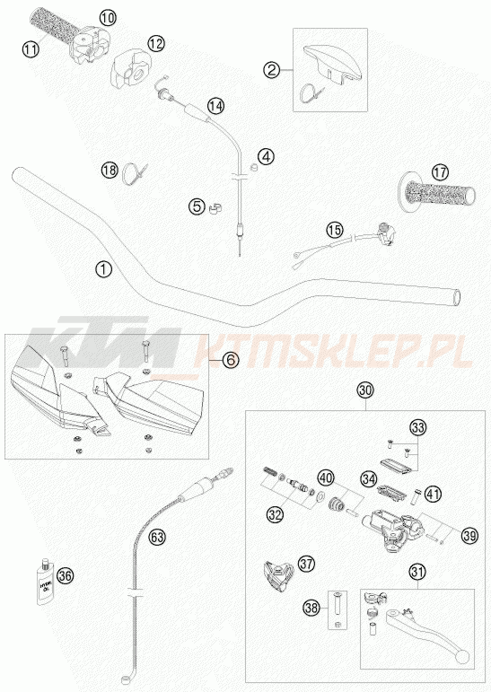 Schemat "kierownica i osprzęt" do KTM 200 XC-W