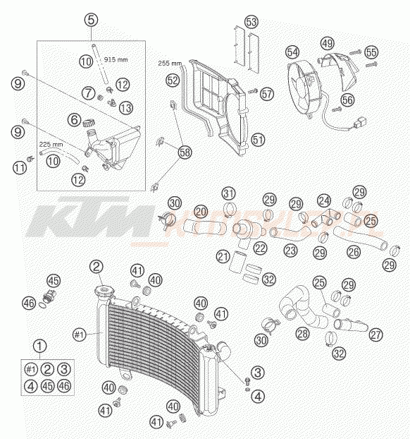 Schemat "układ chłodzenia" do KTM 990 SUPER DUKE
