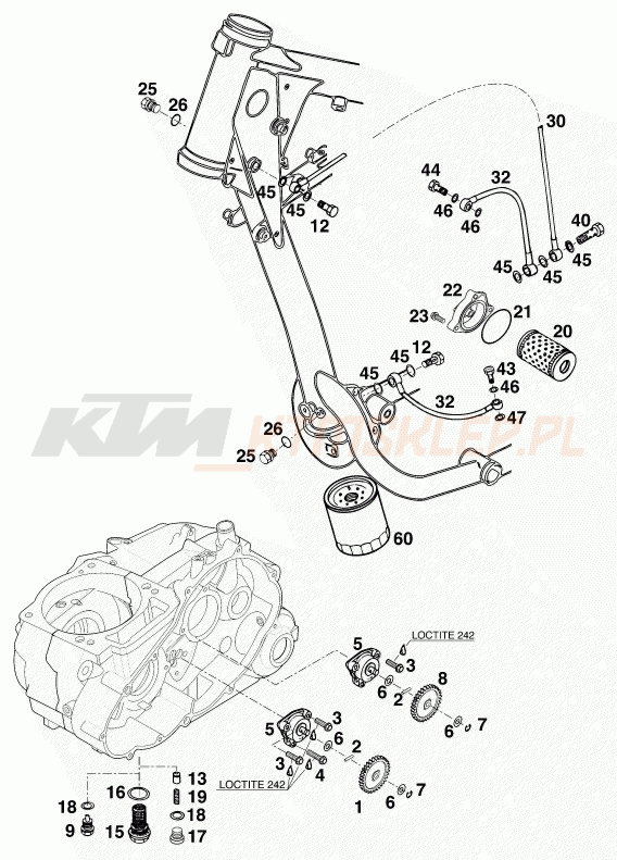 Schemat "smarowanie silnika" do KTM 640 LC 4