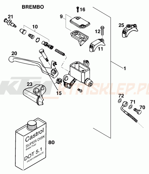 Schemat "przedni hamulec" do KTM 125 LC2 80/ORANGE