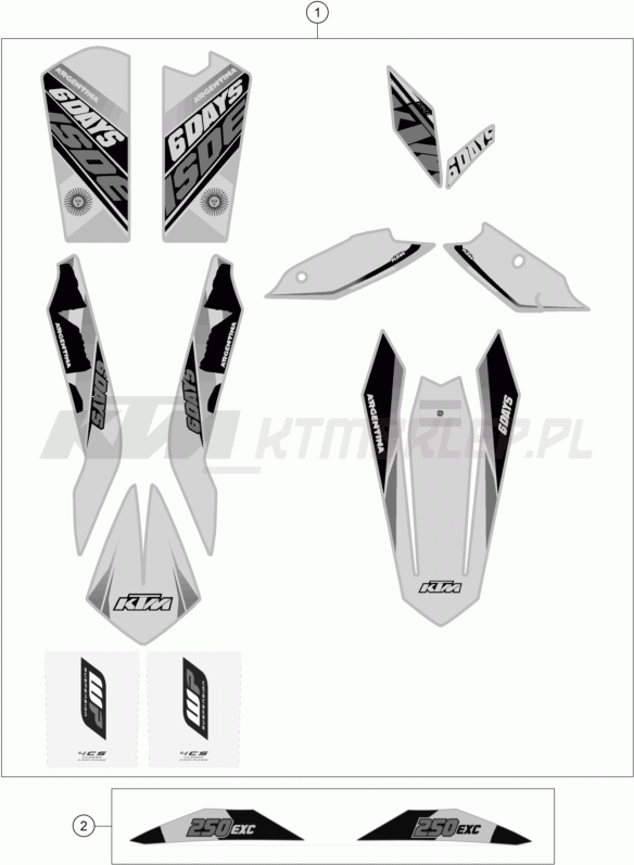 Schemat "naklejki" do KTM 250 EXC SIX-DAYS