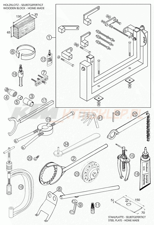 Schemat "Special tools (engine)" do KTM 625 SXC