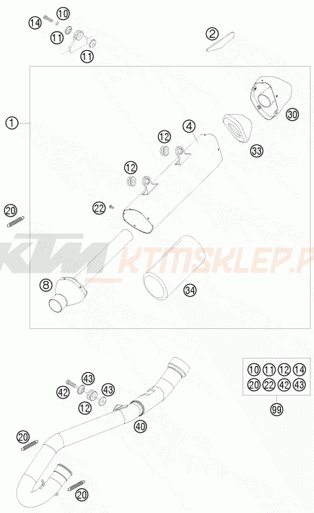Schemat "układ wydechowy" do KTM 250 XC-F