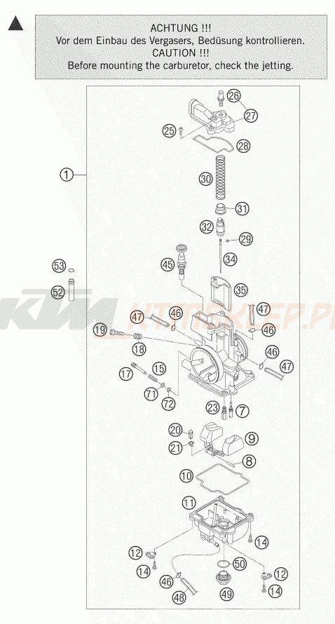 Schemat "gaźnik" do KTM 250 SX